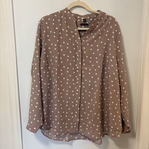 Polka dot blouse long sleeve plus size 20 button up long-sleeve Boulevard office